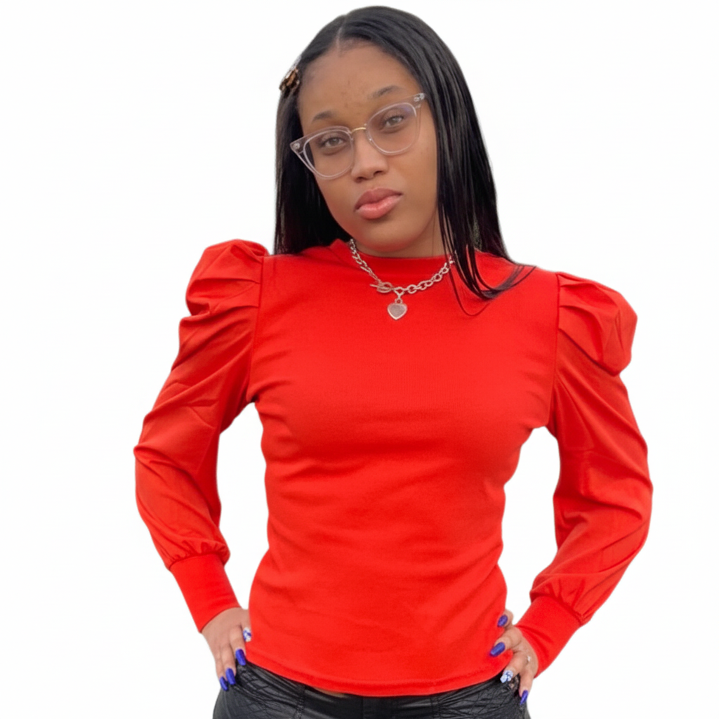 Orange Puff Sleeve - Photo 1
