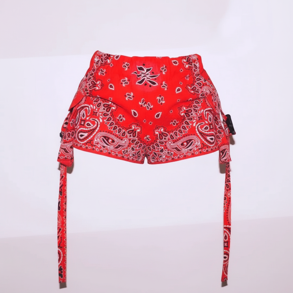 Womens Paisley Printed Shorts Pink - Front