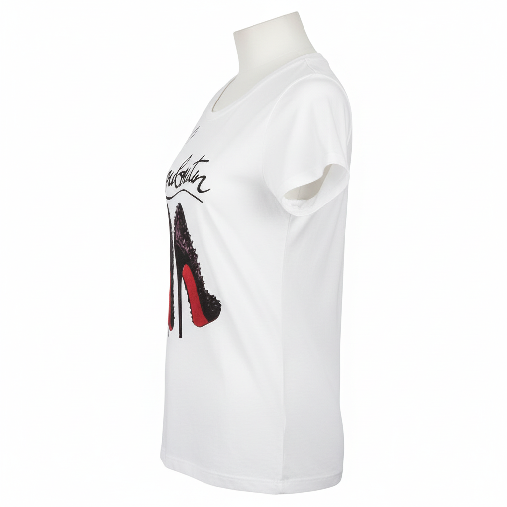 White Fashion Casual Printed Short Sleeve - Side View