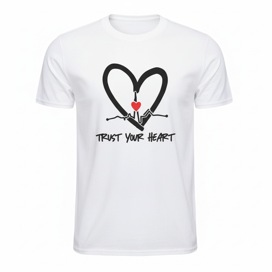 White TrustYourHeart Tee - Front White Background