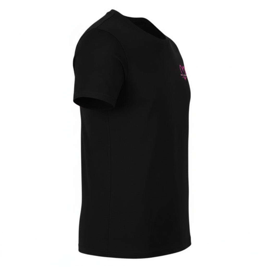 TYH Tee With Pink Logo - Side View