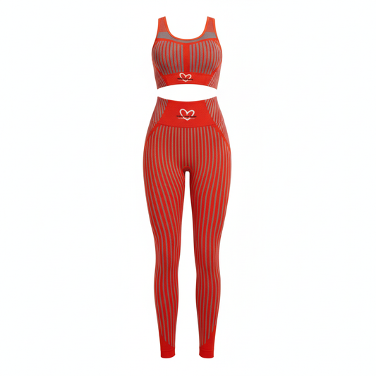 TYH Stripped Fitness Set - Front White Background