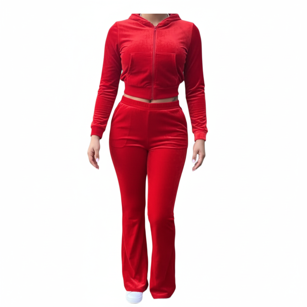 Red Velvet Tracksuit - Front