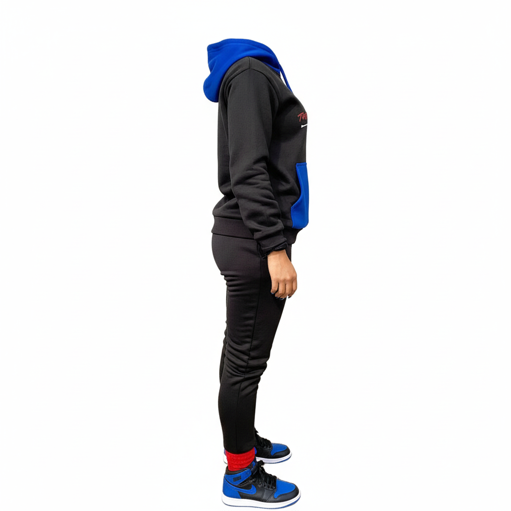 TYH Sweatsuit Blue Black - Side View