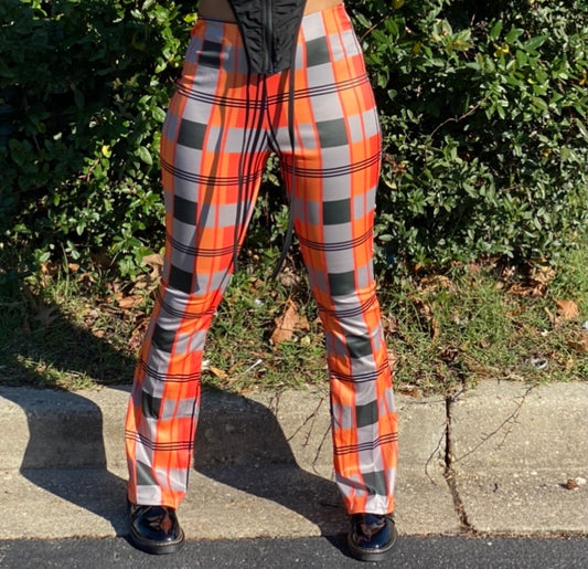 Orange Fashion Casual Plaid Print