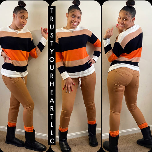 Orange Colorblock Sweater